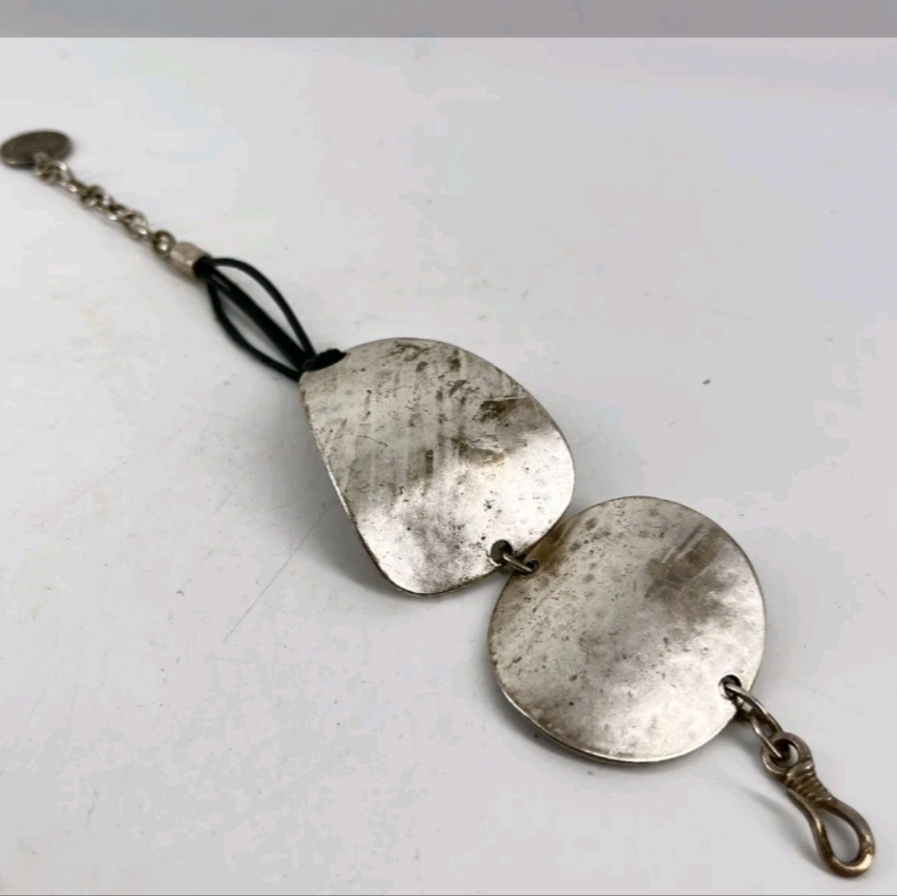 Turkish, hand-made, Hammered Silver Tone Metal Bracelet - Picture 4 of 7